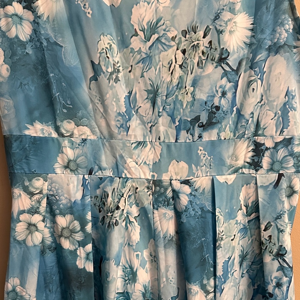 Blue Floral V-Neck Maxi Dress - Picture 3 of 4